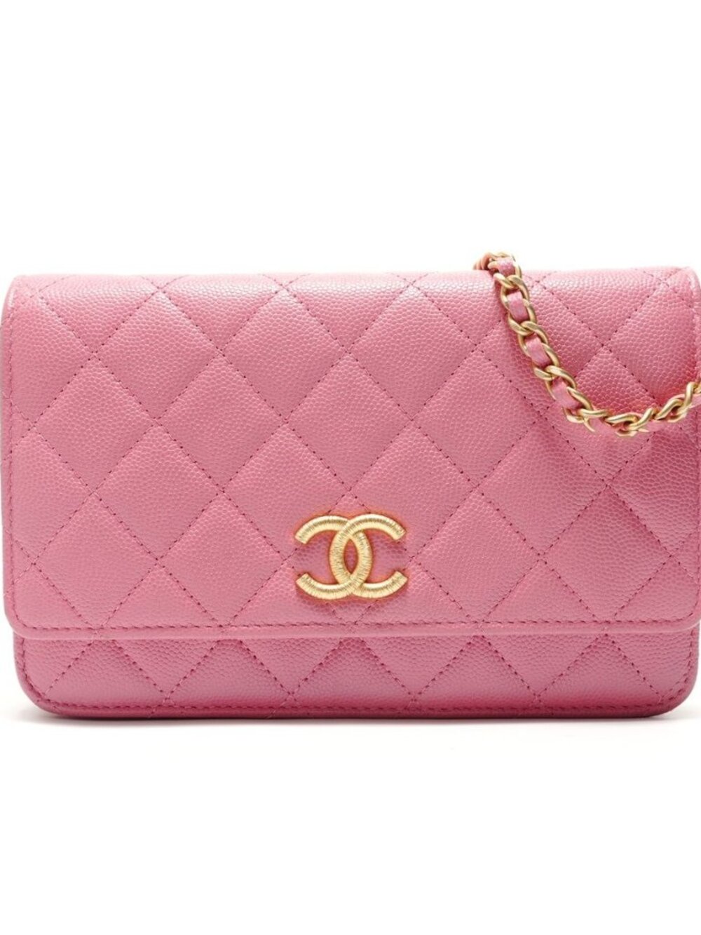 Chanel Shoulder Bag Caviar Leather Quilted Chain Wallet